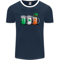 St Patricks Day Beer USA Irish Funny Mens Ringer T-Shirt FotL Navy Blue/White