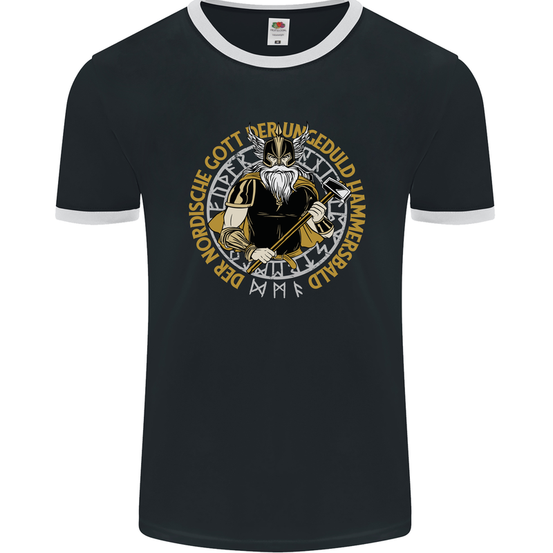 A Viking Man Mens Ringer T-Shirt FotL Black/White