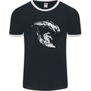 Surfing Spaceman Astornaut Surfer Surf Mens Ringer T-Shirt FotL Black/White