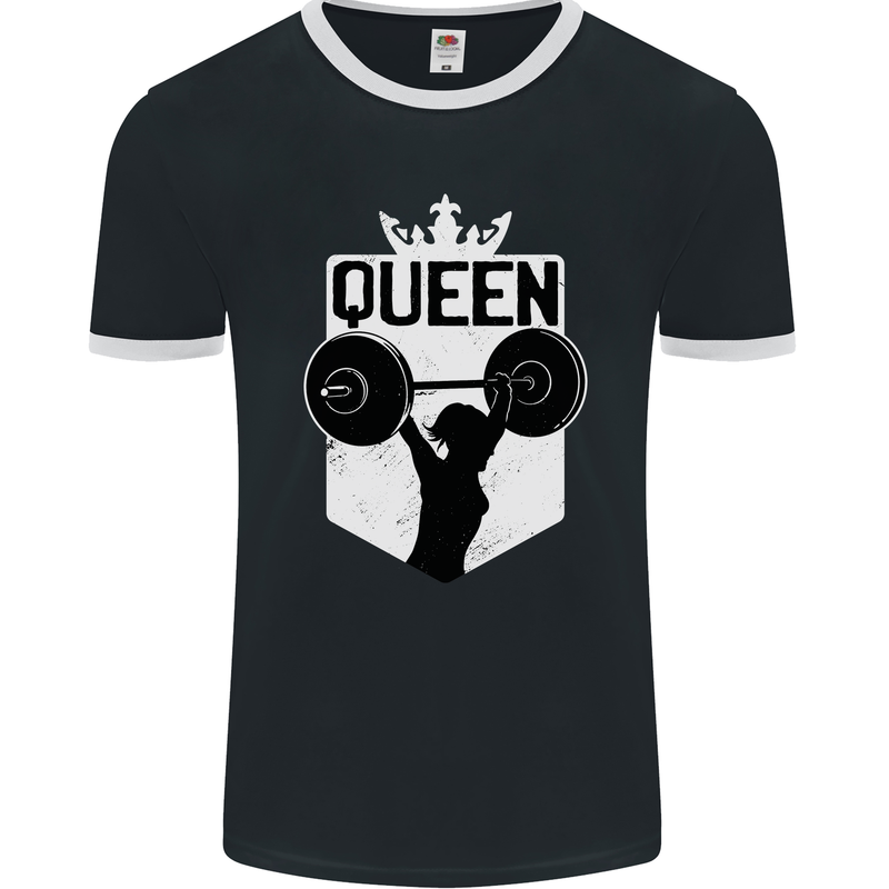 Gym Queen Female Bodybuilding Training Mens Ringer T-Shirt FotL Black/White