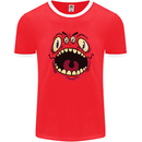 Four Eyed Scary Monster Halloween Mens Ringer T-Shirt FotL Red/White