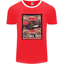 Classic Hotrod Vintage Iron Hot Rod Dragster Mens Ringer T-Shirt FotL Red/White