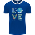 Love My Planet Climate Change Environment Mens Ringer T-Shirt FotL Royal Blue/White