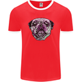 A Pug Face Dog Mens Ringer T-Shirt FotL Red/White