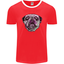 A Pug Face Dog Mens Ringer T-Shirt FotL Red/White