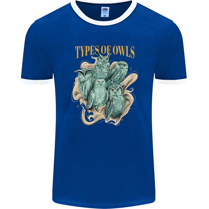 Owls Species Mens Ringer T-Shirt FotL Royal Blue/White