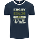 Easily Distracted Farmers Farming Mens Ringer T-Shirt FotL Navy Blue/White