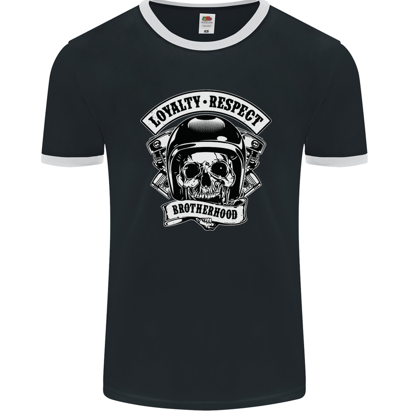 Respect Brotherhood Motorcycle Biker Bike Mens Ringer T-Shirt FotL Black/White