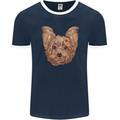 Dogs Smiling Yorkshire Terrier Mens Ringer T-Shirt FotL Navy Blue/White