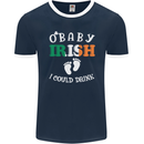 St Patricks Day Pregnant New Baby Funny Mens Ringer T-Shirt FotL Navy Blue/White