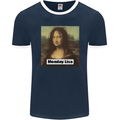 Mona Lisa Parody Monday Lisa Mens Ringer T-Shirt FotL Navy Blue/White