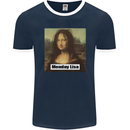Mona Lisa Parody Monday Lisa Mens Ringer T-Shirt FotL Navy Blue/White