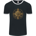A Fantasy Gold Compass Mens Ringer T-Shirt FotL Black/White