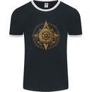 A Fantasy Gold Compass Mens Ringer T-Shirt FotL Black/White