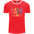 LGBT Sign Language Love Is Gay Pride Day Mens Ringer T-Shirt FotL Red/White