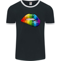 LGBT Bitten Lip Gay Pride Day Mens Ringer T-Shirt FotL Black/White