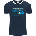 Cycling Weekend Forecast Funny Beer Alcohol Mens Ringer T-Shirt FotL Navy Blue/White