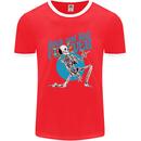 Rock & Roll Forever Air Guitar Skeleton Skull Mens Ringer T-Shirt FotL Red/White