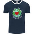 Environment Save the Ocean Stop Pollution Mens Ringer T-Shirt FotL Navy Blue/White