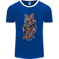 Funny Steampunk Pirate Owl Mens Ringer T-Shirt FotL Royal Blue/White