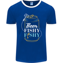 Fishing Beer Here Fishy Fisherman Funny Mens Ringer T-Shirt FotL Royal Blue/White