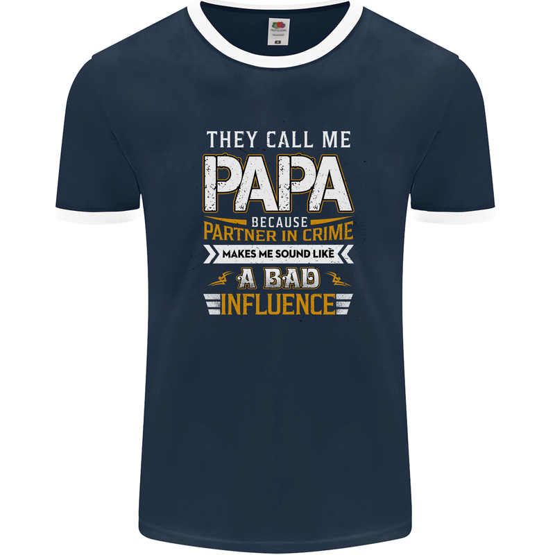 They Call Me Papa Funny Father's Day Mens Ringer T-Shirt FotL Navy Blue/White