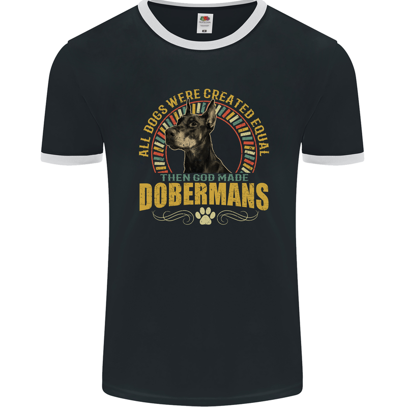 A Dobermans Dog Mens Ringer T-Shirt FotL Black/White