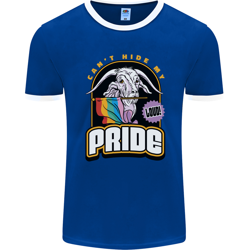 Can't Hide My Pride LGBT Gay Awareness Mens Ringer T-Shirt FotL Royal Blue/White