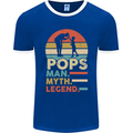 Pops Man Myth Legend Funny Fathers Day Mens Ringer T-Shirt FotL Royal Blue/White