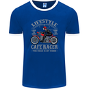 Lifestyle Cafe Racer Biker Motorcycle Mens Ringer T-Shirt FotL Royal Blue/White