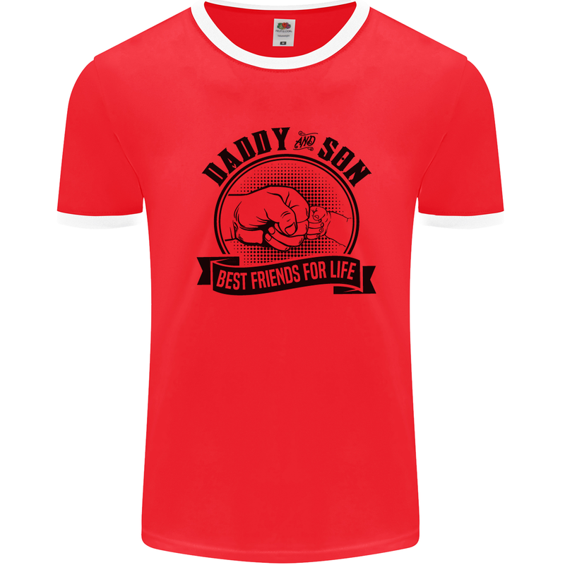 Daddy & Son Best FriendsFather's Day Mens White Ringer T-Shirt Red/White