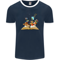 Trippy Nature Book Magic Mushrooms LSD Mens Ringer T-Shirt FotL Navy Blue/White