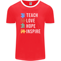 Teach Love Hope Inspire Teaching Teacher Mens Ringer T-Shirt FotL Red/White