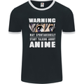 Warning May Start Talking About Anime Funny Mens Ringer T-Shirt FotL Black/White