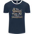 70th Birthday Queen Seventy Years Old 70 Mens Ringer T-Shirt FotL Navy Blue/White