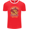 Funny Baseball Cat Furball Batter Mens Ringer T-Shirt FotL Red/White