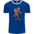 Funny Santa Clause Alien on a Skateboard Mens Ringer T-Shirt FotL Royal Blue/White