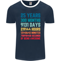 25th Birthday 25 Year Old Mens Ringer T-Shirt FotL Navy Blue/White