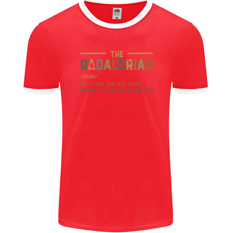 Fathers Day Dadalorian Funny Dad Daddy Mens Ringer T-Shirt FotL Red/White