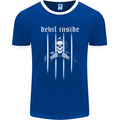 Devil Inside Grim Reaper Satan Skull Gothic Mens Ringer T-Shirt FotL Royal Blue/White