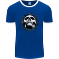 A Skull in Thorns Gothic Christ Jesus Mens Ringer T-Shirt FotL Royal Blue/White