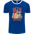 Beer and a Brat Funny Dog Alcohol Hotdog Mens Ringer T-Shirt FotL Royal Blue/White