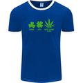 St. Patrick's Day Lucky Weed Drugs Funny Mens Ringer T-Shirt FotL Royal Blue/White