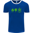 St. Patrick's Day Lucky Weed Drugs Funny Mens Ringer T-Shirt FotL Royal Blue/White