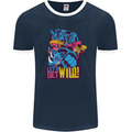 Lets Get Wild Rhino Gorilla Elephant Hippo Mens Ringer T-Shirt FotL Navy Blue/White