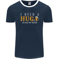 I Need a Huge Glass of Beer Funny Alcohol Mens Ringer T-Shirt FotL Navy Blue/White