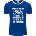 Don't Mess With My Guitar Funny Slogan Mens Ringer T-Shirt FotL Royal Blue/White