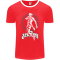 Muay Thai Skeleton MMA Mixed Martial Arts Mens Ringer T-Shirt FotL Red/White