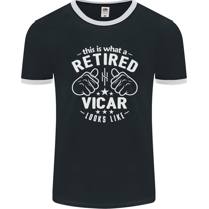 This Is What a Retired Vicar Looks Like Mens Ringer T-Shirt FotL Black/White