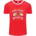 Awesome Teacher Looks Like Teaching Funny Mens Ringer T-Shirt FotL Red/White